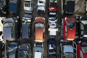 Aerial view of a small car demolition park photo