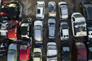 Aerial view of a small car demolition park photo