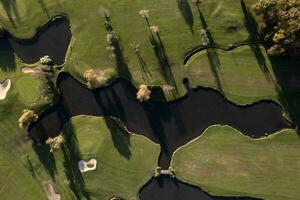 Aerial photograph of part of a golf course photo