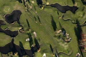 Aerial photograph of part of a golf course photo