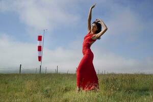 Female version of the windsock near the airport photo