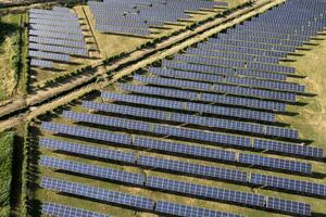 Aerial photographic documentation of a solar panel plant photo