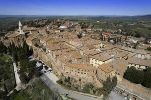 Aerial view of the medieval village of Pienza Siena photo