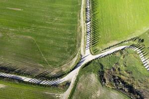 Aerial photography of a white road in Maremma photo