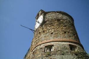 The clock tower in Riomaggiore Cinque Terre photo