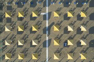 The equipped beach of Versilia seen from above photo