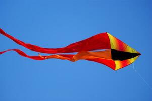 Set of flying colorful kites photo