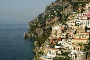 panoramic view of the village of Positano Naples Italy photo