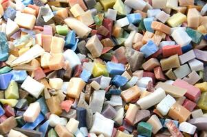 Small pieces of colored glass for the composition of the mosaics photo