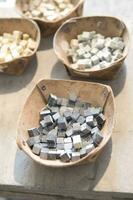 Small pieces of colored glass for the composition of the mosaics photo