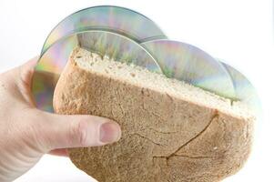 a sandwich with a cd on top of it photo