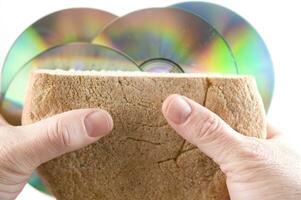 a sandwich with a cd on top of it photo