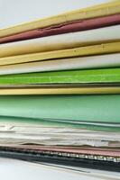 Stack of practices to be processed in the office photo