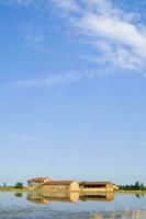 ancient farms in the rice fields in Vercelli Italy photo