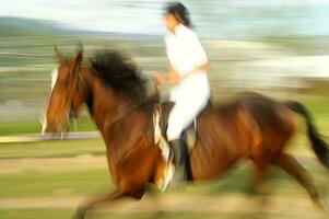 un persona montando un caballo foto