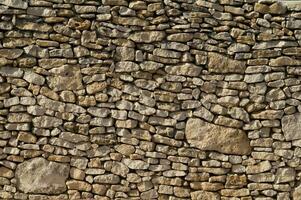 a stone wall with many different types of rocks photo