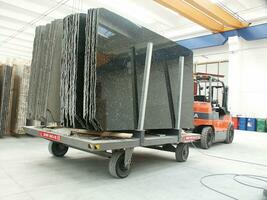 storage of marble slabs ready for processing photo