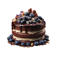 Chocolate cake with berries isolated png