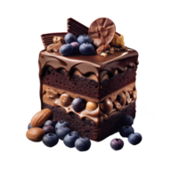 Chocolate cake with berries isolated png