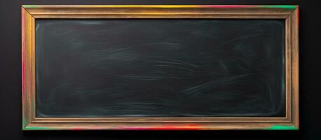 A blackboard for drawing with colored pencils. Space available for writing photo