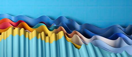 seamless horizontal pattern of colored pencils arranged in a wave shape on a blue background, providing photo