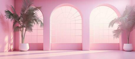 Abstract background with a pink color gradient in a studio setting for presenting products. photo