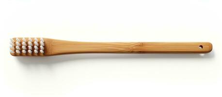 A front and side view of a bamboo toothbrush is shown in an aquare orientation. It represents photo