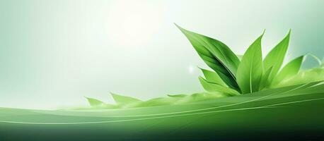 Natural concept, environment, and organic products are depicted in a green abstract arrow design. photo