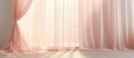 lovely curtain with a transparent tulle curtain on a window. It creates a beautiful abstract photo