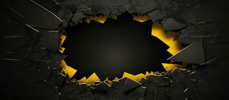 Black Friday, on a black background, is illustrated by a yellow paper with a ripped hole, representing photo