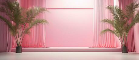 A studio background with a pink color gradient is used for product presentation. The room is photo
