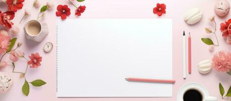 cute stationery with blank space for writing or drawing. photo