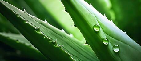 An extreme closeup image of a green aloe vera plant, captured in full-frame photography. photo