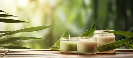 Cream for hydrating the skin. Fragrant oils and a holder for candles. Skincare. day of well-being photo