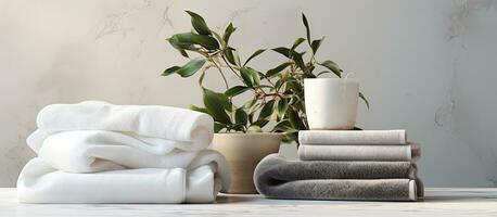 Soft, warm plush fabric with a textured appearance is arranged in elegant folds on a white marble photo