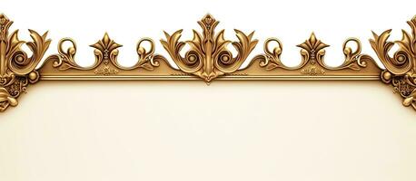 A golden frame with a kings crown carved into it, set against a white background, with empty photo