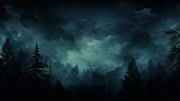 Abstract grunge background featuring a dramatic night sky above a forest photo