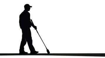 White silhouette of a man with a baseball bat includes clipping path photo