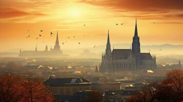 Morning view of Vienna s skyline featuring St Stephen s Cathedral Austria photo