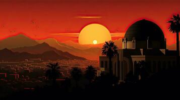 Griffith observatorio puesta de sol en la foto