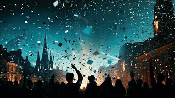 City celebrates with confetti in the air photo