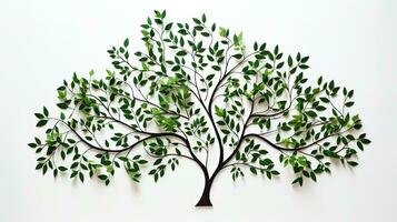 verde frondoso árbol silueta en un blanco antecedentes representando naturaleza plano laico con un creativo y estético concepto foto