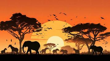 African wildlife preservation showcasing a vast array of animals in their natural habitat photo