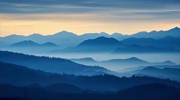 Bluish Swiss Alps Mount Niesen silhouettes during an autumn evening photo