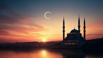 alto calidad foto de Estanbul s mezquitas a puesta de sol durante Ramadán