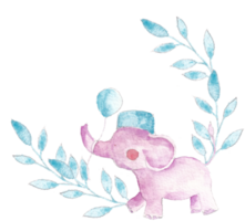 mignonne rose l'éléphant aquarelle couronne png