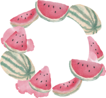 Red Fresh Watermelon Watercolor Wreath png