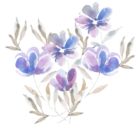 Purple Splash Watercolor Flower Arrangement png