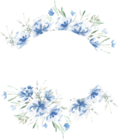 Blue Rose Watercolor Flower Wreath png