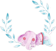 carino rosa elefante acquerello ghirlanda png